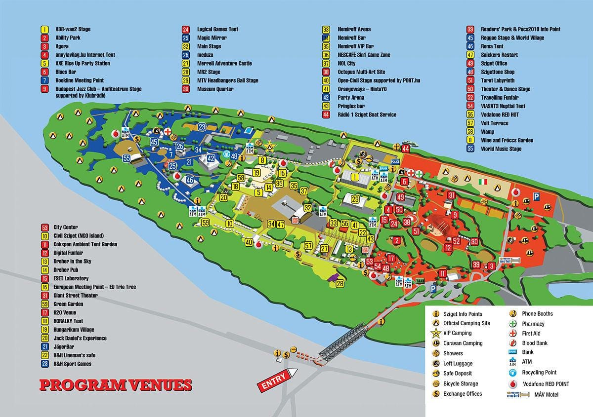 карта Sziget в Будапеште