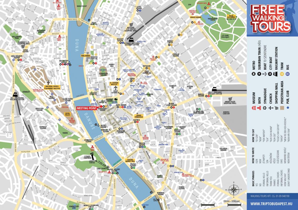 пешеходная экскурсия в Будапеште карте
