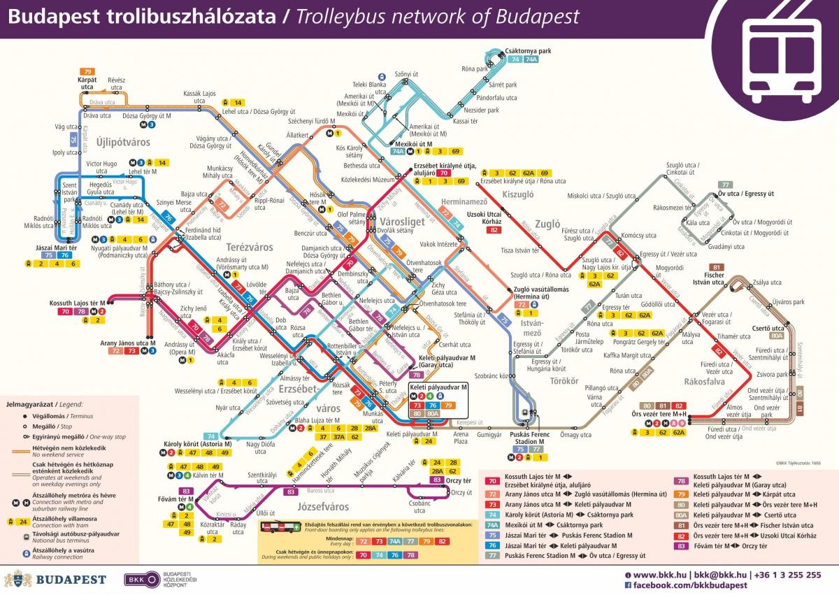 карта Будапешта троллейбус