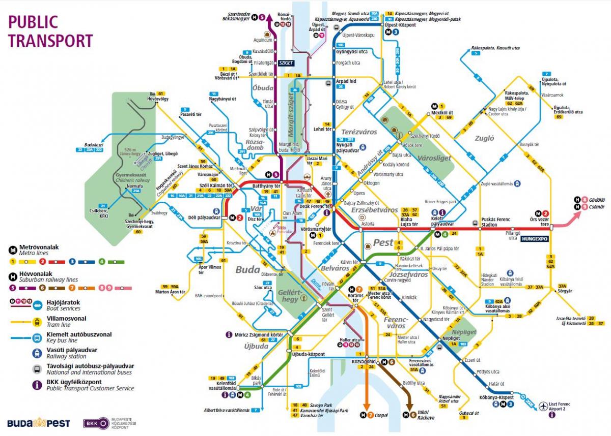 Будапешт автобусные линии на карте